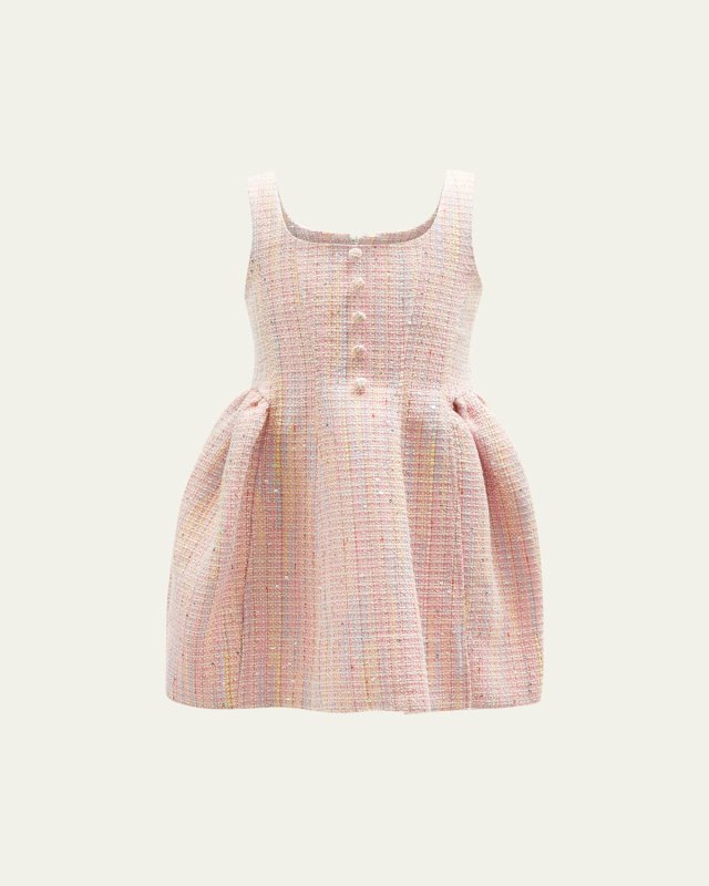 Girl's Jade Mini Boucle Dress, Size 7-12